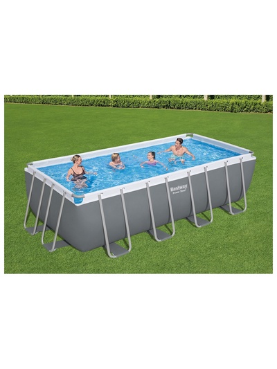 Бассейн каркасный Bestway Power Steel 56670, 488×244×122 см, фильтр-насос, лестница, тент, прямоугольный