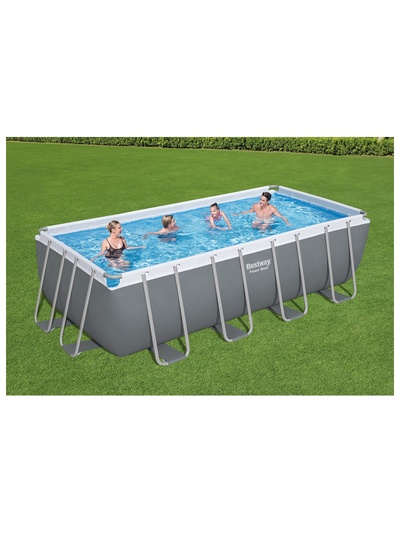 Бассейн каркасный Bestway Power Steel 56671, 488×244×122 см, песчаный фильтр-насос, лестница, тент, прямоугольный