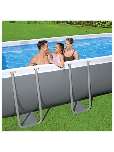 Бассейн каркасный Bestway Power Steel 56671, 488×244×122 см, песчаный фильтр-насос, лестница, тент, прямоугольный