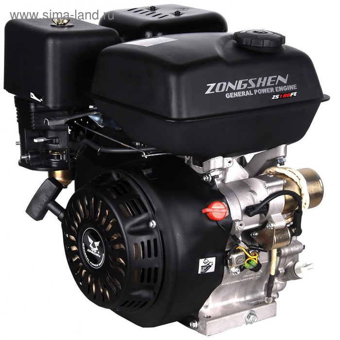 Двигатель ZONGSHEN ZS188FE, бенз., 4Т, 9.5 кВт/13 л.с., 389 см3, d=25 мм, эл. старт - Фото 1