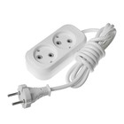 Удлинитель сетевой Smartbuy, 2 розетки, 2 м, 2200 Вт, ПВС 2×1 мм2, 10 А, без заземления, белый - Фото 1