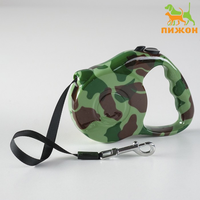 Рулетка с принтом "Стрим", 3 м, вес животного до 12 кг, расцветка милитари - Фото 1