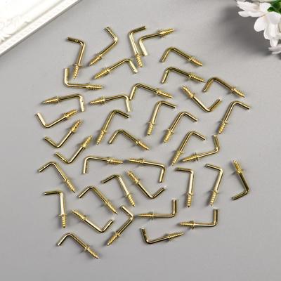 Крючок металл, набор 40 шт., золото, 2.5×0.5 см