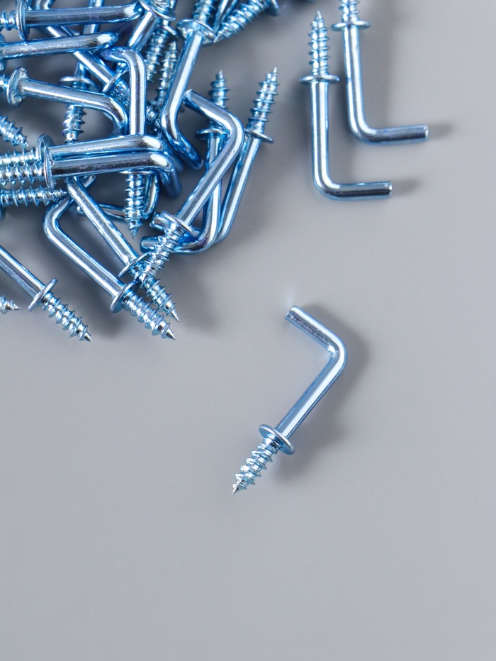 Крючок металл, набор 40 шт., серебро, 2.5×0.5 см, МИКС