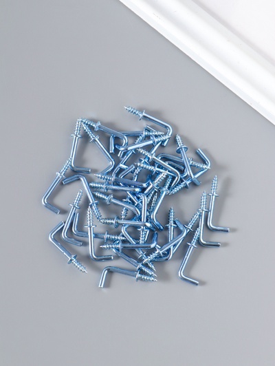 Крючок металл, набор 40 шт., серебро, 2.5×0.5 см, МИКС