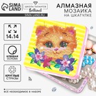 Алмазная мозаика на шкатулке с частичным заполнением «Котик», 14×14 см - Фото 1