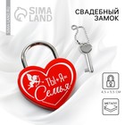 Замок свадебный с ключом «Ты+Я=Семья». - Фото 1