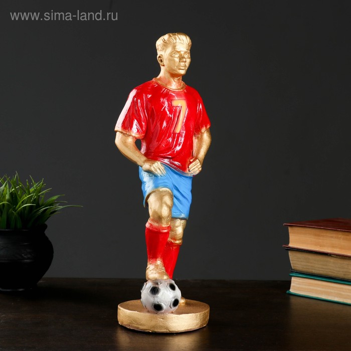 Фигура "Футболист №7" бронза с красным, 38см - Фото 1