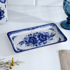 Поднос фарфор гжель «Полянка», 14.2×25×2 см - Фото 1