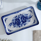 Поднос фарфор гжель «Полянка», 14.2×25×2 см - Фото 2