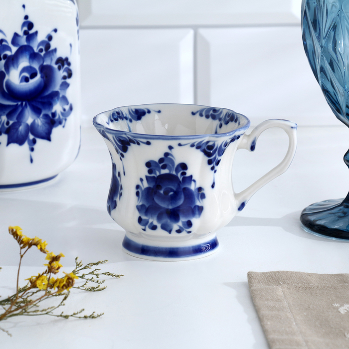 Чашка фарфоровая гжель «Валерия», H=8.5 см - Фото 1