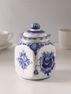 Банка для хранения сыпучих продуктов «Каскад», 16.5 см, 0.95 л, автор Шибаев С., фарфор гжель - Фото 1