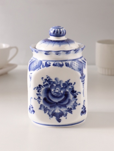 Банка для сып.продуктов "КАСКАД", 16,5см, V-0,95л, авт.Шибаев С.,гжель