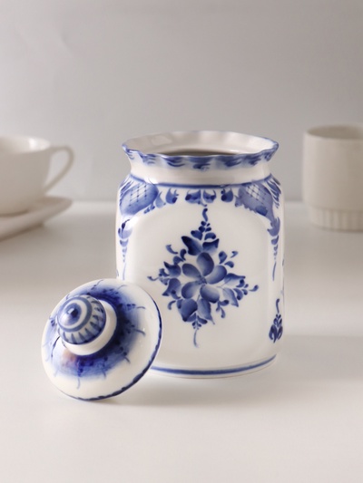 Банка для сып.продуктов "КАСКАД", 16,5см, V-0,95л, авт.Шибаев С.,гжель