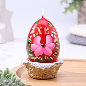 Декоративная свеча «Пасхальное яйцо в лукошке»