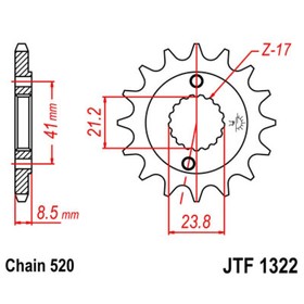 

Звезда ведущая JTF1322-13, JT sprockets, цепь 520, 13 зубьев