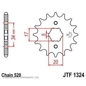 Звезда ведущая JTF1324-13, JT sprockets, цепь 520, 13 зубьев