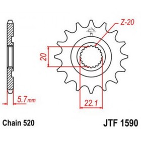 Звезда ведущая JTF1590-14SC, JT sprockets, цепь 520, 14 зубьев