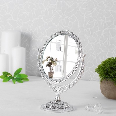 Зеркало настольное, двустороннее, с увеличением, d зеркальной поверхности 2,5 см, цвет серебристый