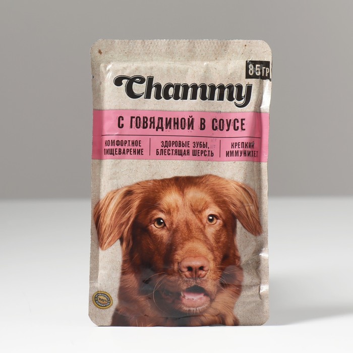 Влажный корм Chammy для собак, говядина в соусе, 85 г - Фото 1
