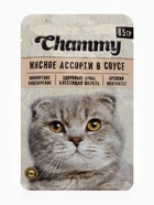 Влажный корм Chammy для кошек, мясное ассорти в соусе, пауч, 85 г - Фото 1