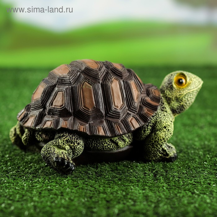 Садовая фигура "Черепаха", коричнево-зеленая, полистоун, 13х20х25 см - Фото 1