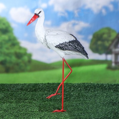 Садовая фигура "Аист", белая, полистоун, 50 см