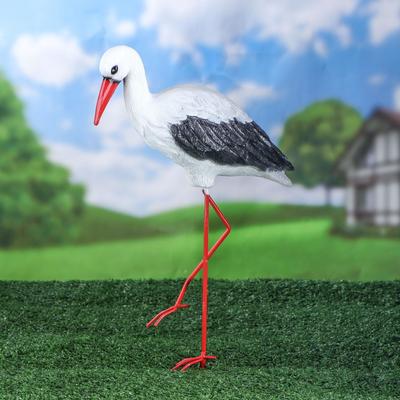 Садовая фигура "Аист", белая, полистоун, 48 см