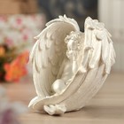 Статуэтка "Ангел сидит в крыльях", белая, 14 см - Фото 2