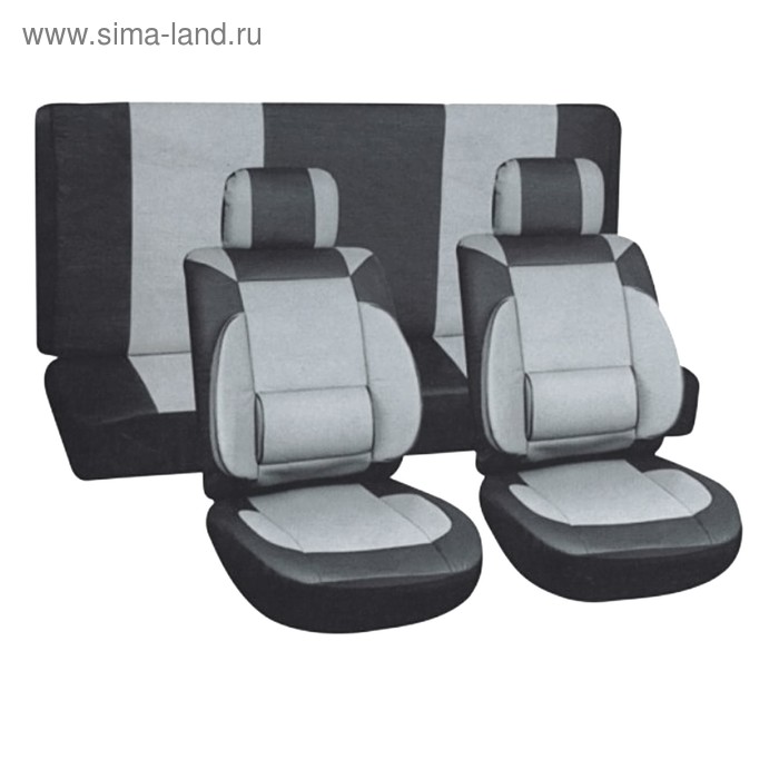 Чехлы сиденья Skyway DRIVE, искусственная кожа, 11 предметов, черно-серый, S01301031 - Фото 1