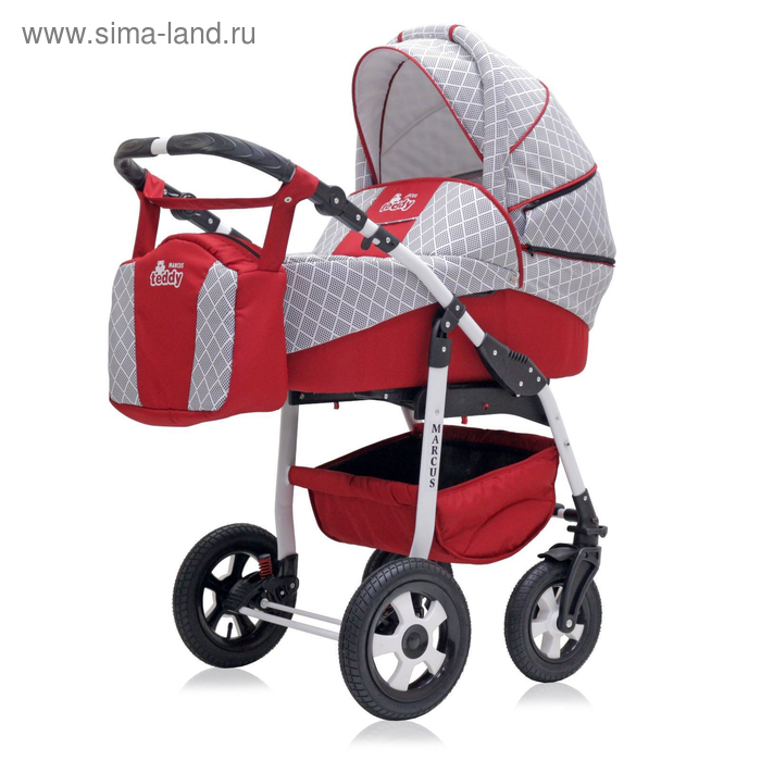 Коляска 3 в 1 Marcus pcof, BartPlast, цвет красный - Фото 1
