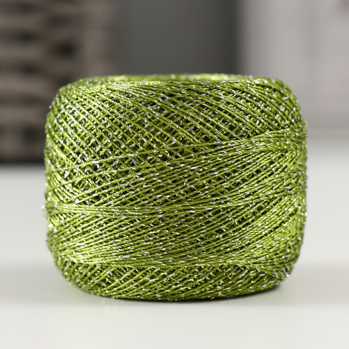 Пряжа для вязания спицами, крючком YarnArt, Camelia, 70% полиэстер, 30% люрекс, 190 м/20 г, (420 зелёный) - Фото 1