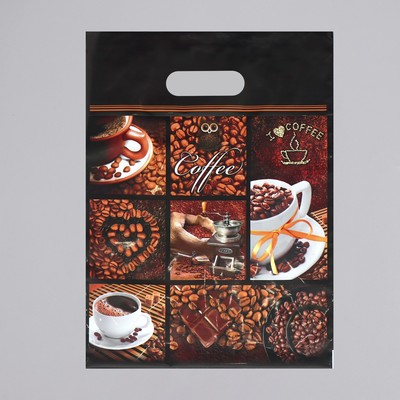 Пакет «Кофе», полиэтиленовый с вырубной ручкой, 60 мкм 31×40 см