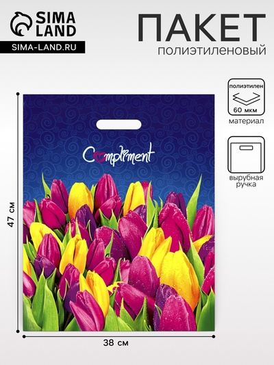 Пакет «Комплимент», полиэтиленовый с вырубной ручкой, 60 мкм 38×47 см