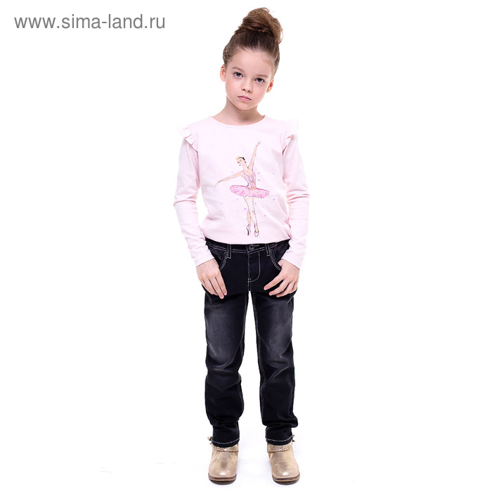 Брюки джинсовые для девочки, рост 122-128 см, цвет чёрный - Фото 1