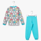Пижама c манжетами для мальчика, рост 128 см, цвет серый/голубой, мишки - Фото 3