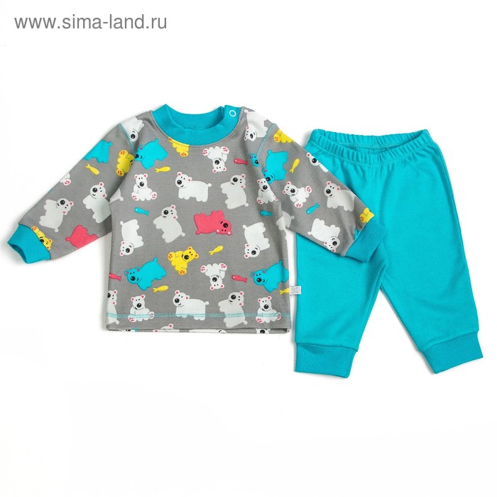 Пижама c манжетами  для мальчика, рост 62 см, цвет Мишки U070111Y62_М - Фото 1
