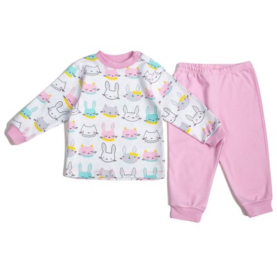 Пижама c манжетами  для девочки, рост 62 см, цвет Зайки-розовый U070111Y62_М