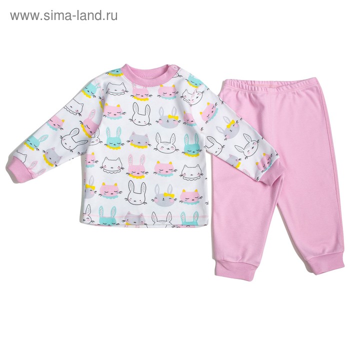 Пижама c манжетами  для девочки, рост 92 см, цвет Зайки-розовый U070111Y92_М - Фото 1