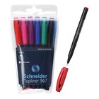 Набор капиллярных ручек 6 цветов, 0,4 мм, Schneider "Topliner 967", чехол с европодвесом - фото 8635421