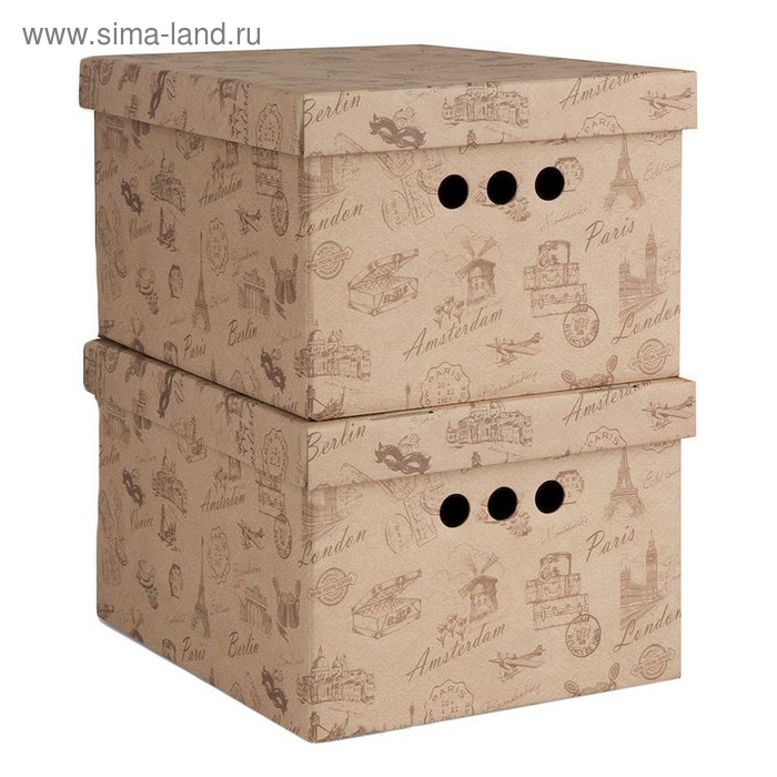 Набор коробов картонных Travelling, 2 шт, 25 х 33 х 18,5 см - Фото 1