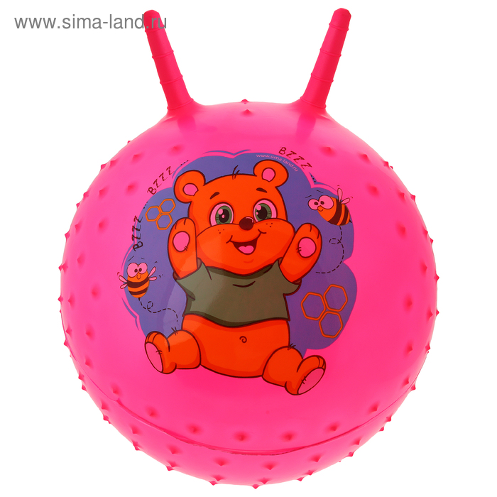 Мяч прыгун с рожками массажный "Мишка" d=45 см, 350 гр, цвета микс - Фото 1