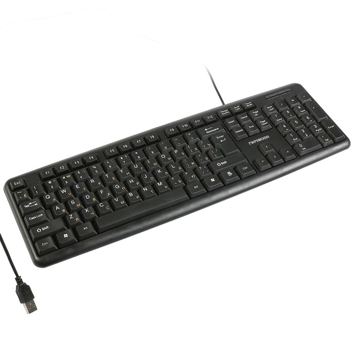 Клавиатура "Гарнизон" GK-100, проводная, мембранная, 104 клавиши, USB, чёрная - Фото 1