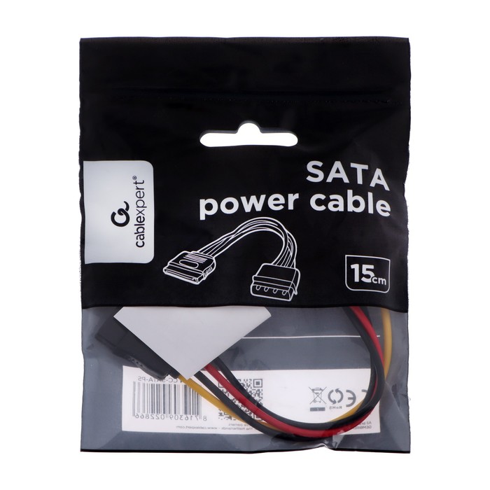 Кабель-переходник питания Cablexpert CC-SATA-PS, Molex(4pin)(m)-SATA(15pin)(f), 0.15 м - фото 51294403