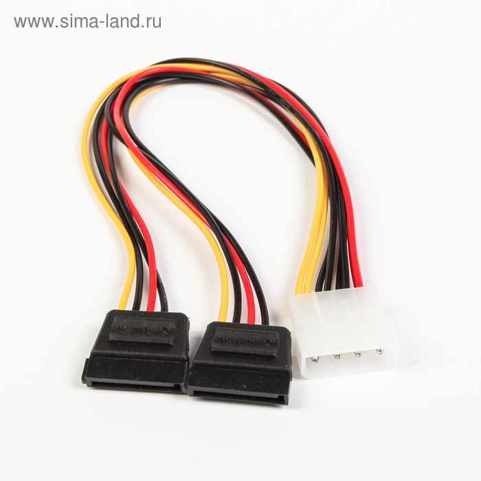 Кабель-переходник питания Cablexpert CC-SATA-PSY-0.3M,Molex(4pin)(m)-2xSATA(15pin)(f), 0.3 м - Фото 1