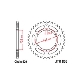 Звезда ведомая JT sprockets JTR855-47, цепь 520, 47 зубьев