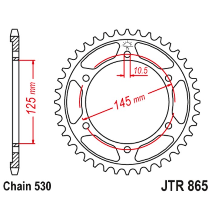 Звезда ведомая JT sprockets JTR865-39, цепь 530, 39 зубьев