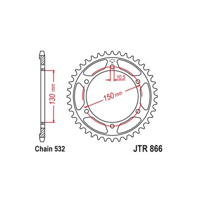 Звезда ведомая JT sprockets JTR866-38, цепь 532, 38 зубьев