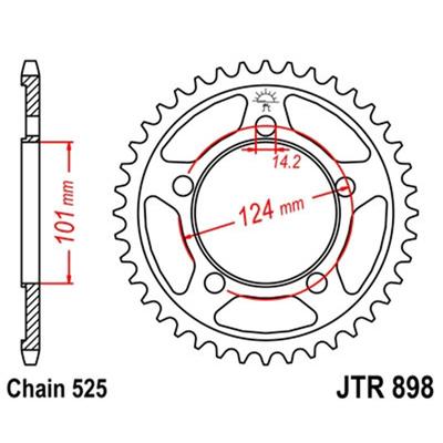 Звезда ведомая JT sprockets JTR898-41, цепь 525, 41 зубье