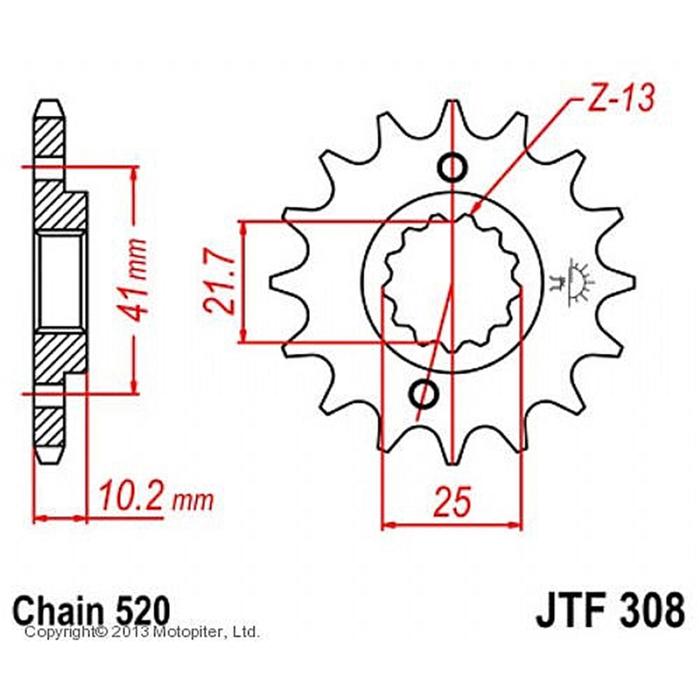 Звезда ведущая JT sprockets JTF308-14, цепь 520, 14 зубьев - Фото 1